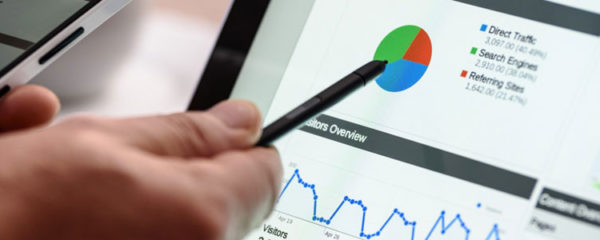data analyst pointant un graphe avec son stylet sur son écran